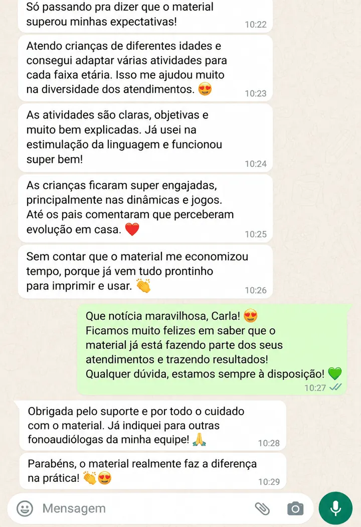 Depoimento de fonoaudióloga: superou expectativas, adaptou para diferentes faixas etárias e economizou tempo